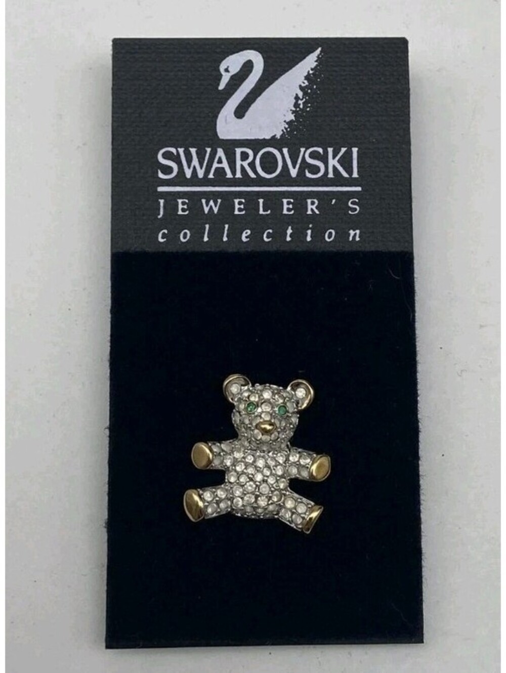 Swarovski Crystal Teddy Bear Lapel Brouch Pin NEW